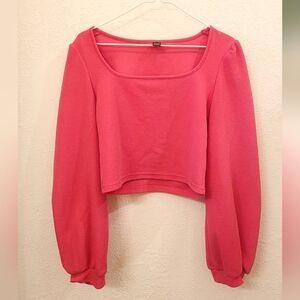 Shein Cropped Long Sleeve Pink Top Size Large